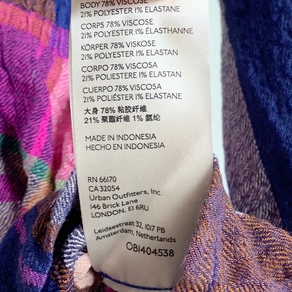 NWT Anthropologie Plaid Deep V-Neck Gauzy Cotton Blouse - Picture 7 of 7